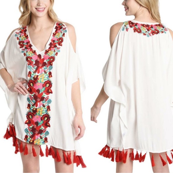 Show Me Your Mumu Jaden Tunic Embroidery Open Shoulder  dress - Picture 1 of 13